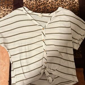 Paper Crane Olive Striped Button-Down Shirt